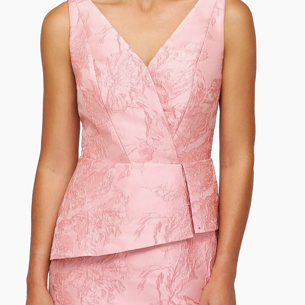 Kay Unger Pink Jacquard Peplum Sheath Dress